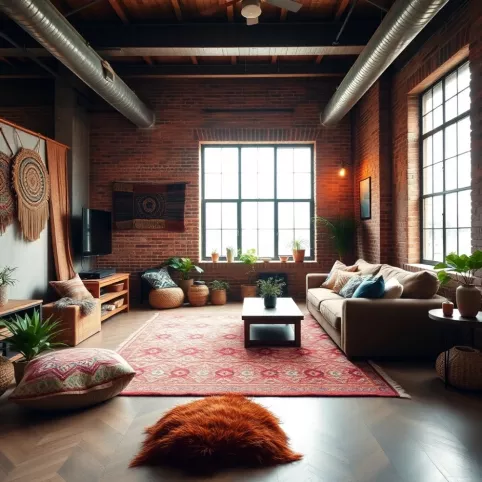Salon W Stylu Loft Boho