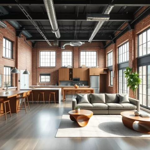 Styl Loftowy Salon Z Kuchnią